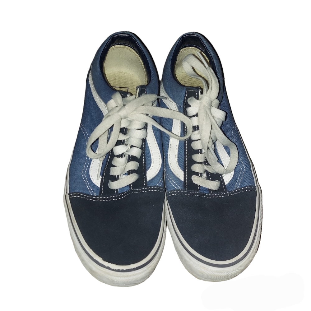 Vans Old Skool Navy Blue Canvas Suede Sneakers Shoes M 7.5 W 9